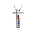 Stainless steel pendant decorated synthetic zircons Rainbow cross