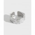 Irregular matte adjustable minimalist silver ring