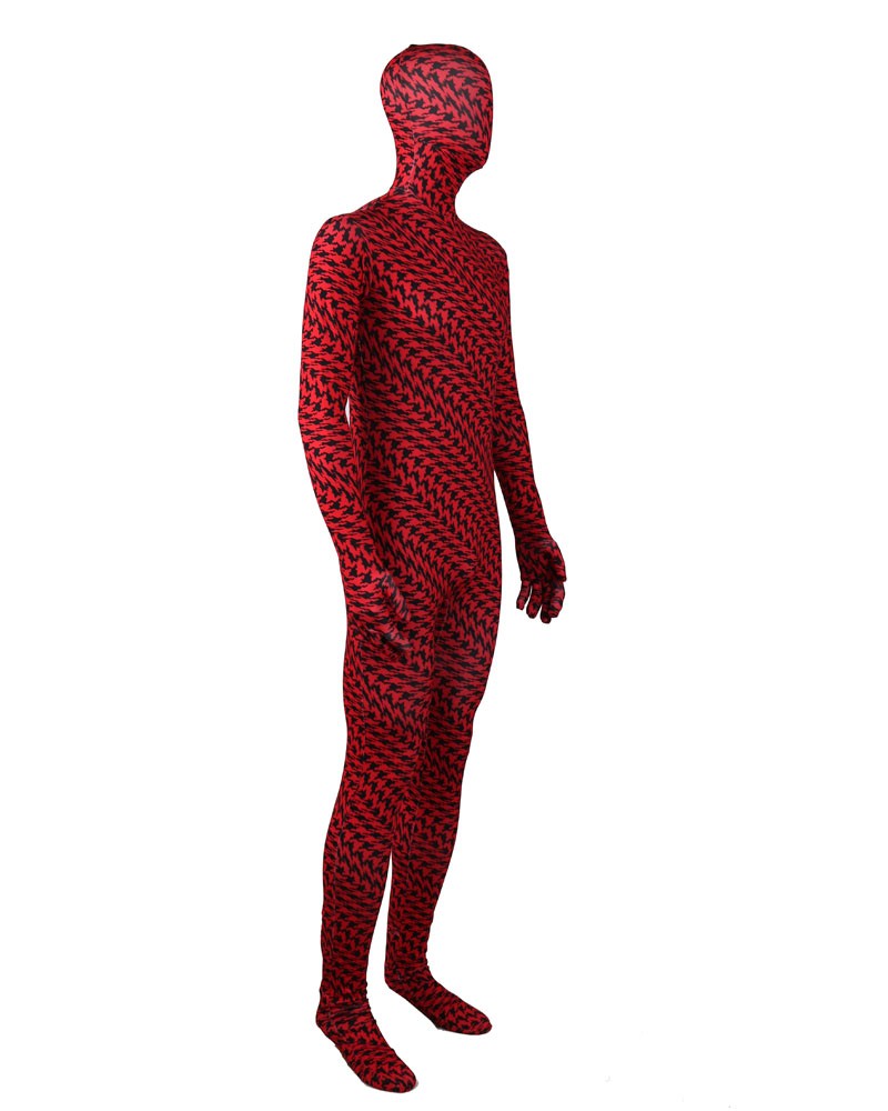 Zentai mit rotem und schwarzem Muster