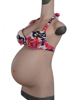 Büste falsche Brüste mit Babybauch im 9. Monat