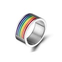 Stainless steel half rainbow enamel ring