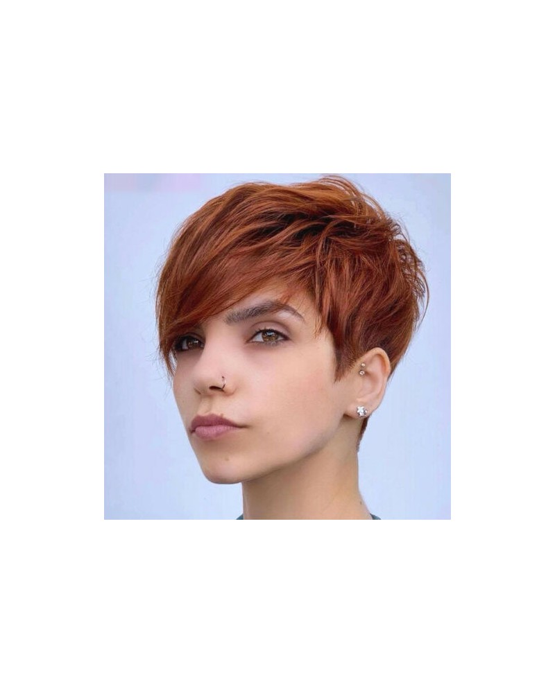 Straight layered-short wigs with bangs