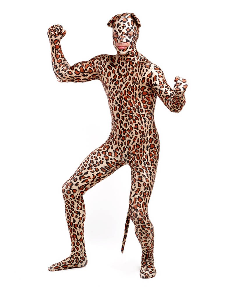 Catsuit à motif léopard avec queue