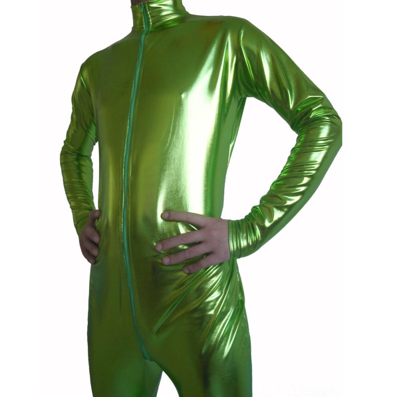 Metallic unitard green shiny bodysuit catsuit - Super X Studio