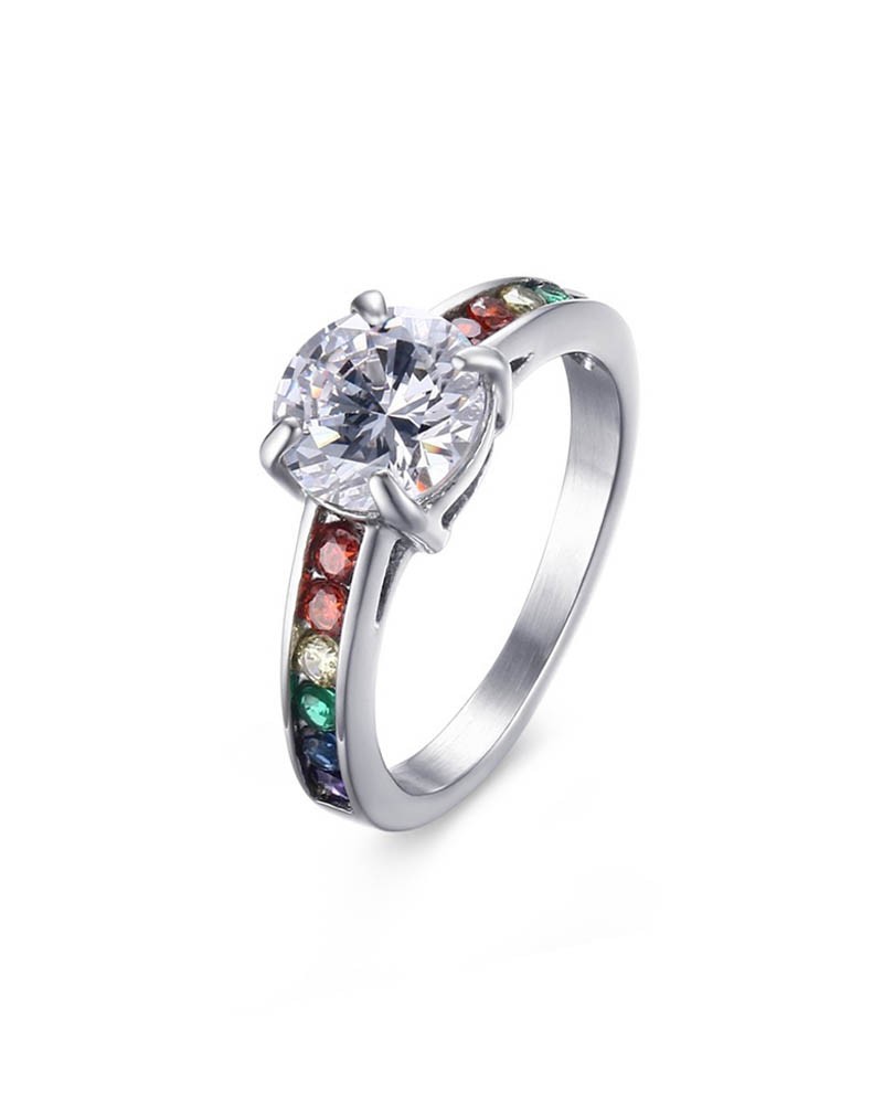 Synthetic rainbow diamond ring