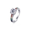 Synthetic rainbow diamond ring
