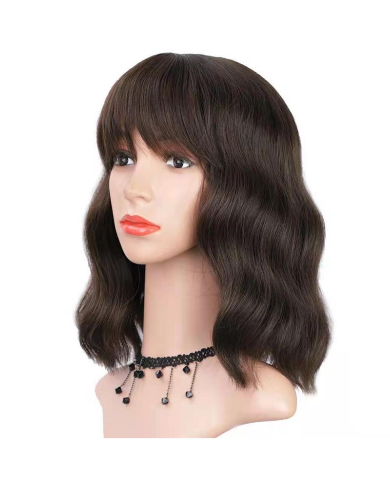 Dark brown curly half wigs with bangs Super X Studio
