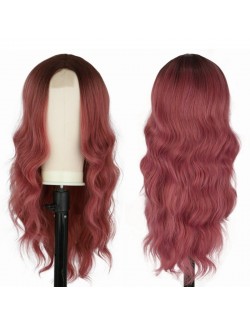 Extra-Long light red wig center parted synthetic wig