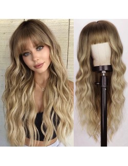 Chestnut gold synthetic wig with bangs