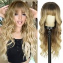 Glamorous golden long curly synthetic wigs with bands