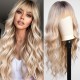 Bright Blonde long curly wigs with bands