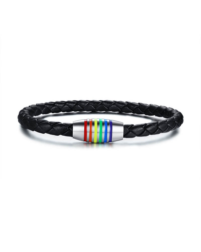 Bracelet synthetic leather rainbow closure