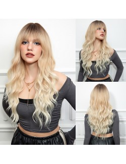 blonde long wave crossdresser wigs