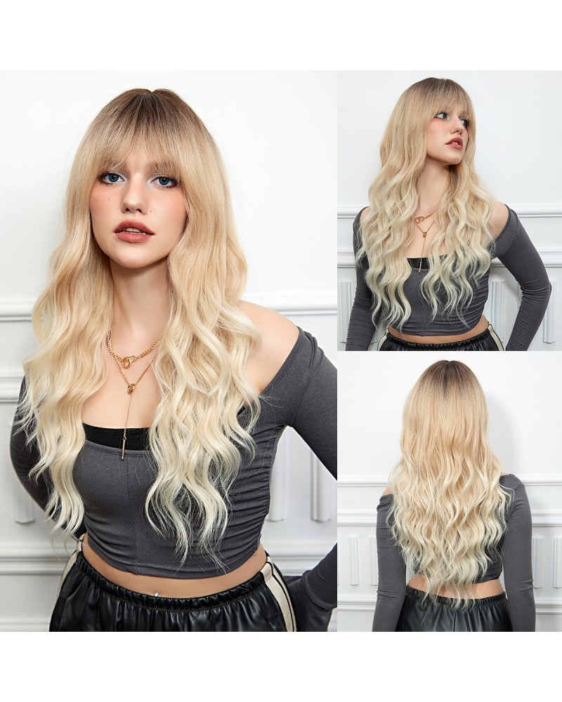 blonde long wave crossdresser wigs