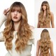 Blond Long Wavy Wig Flattering Bangs