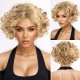 Short Bob Wig for Trans Buttery Soft Golden Curls Premium Synthetic Hair