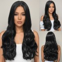 Stylish Thick Black Long Wig Versatile Straight & Wavy Look