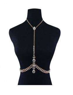 Choker body chain jewelry synthetic crystal 2 colors