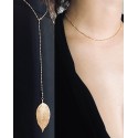 Fine metal necklace leaf pendant
