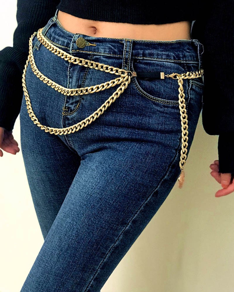 Metal chain belt front wave 3 strands style