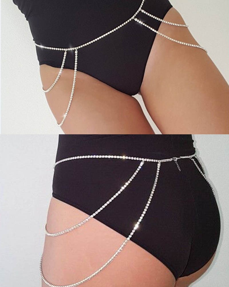 Buttock chain body jewelry synthetic crystal