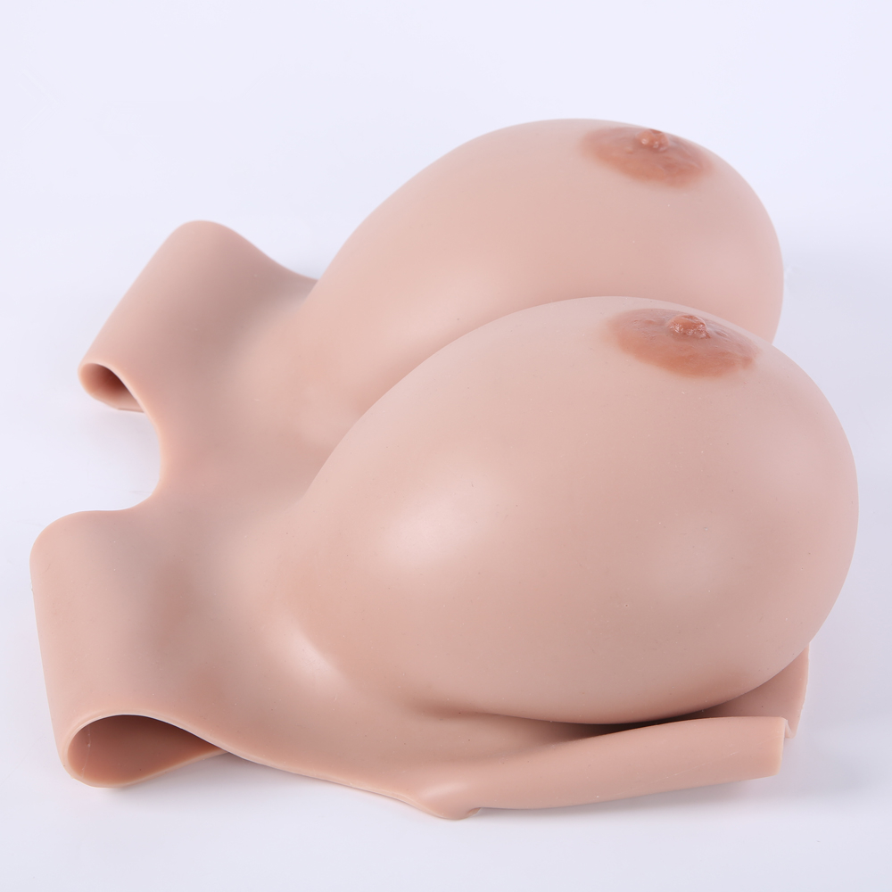 H cup medium colored silicone fake breasts bust