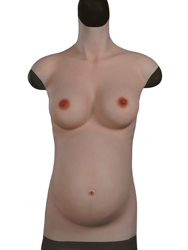 Trans people silicone Big boobs with Pregnant Belly