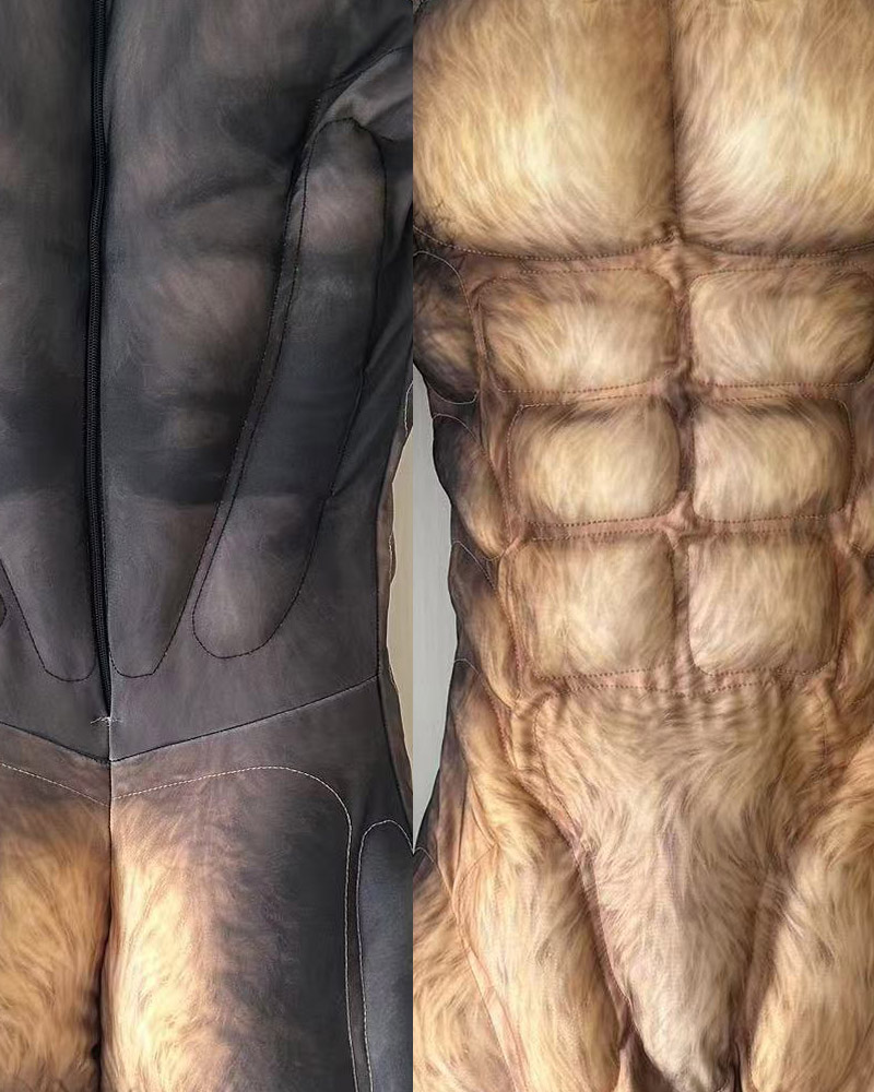 Schäferhund-Muskel-Zentai | 4-Wege-Stretch 3D-Körperformung für Polizei-Cosplay