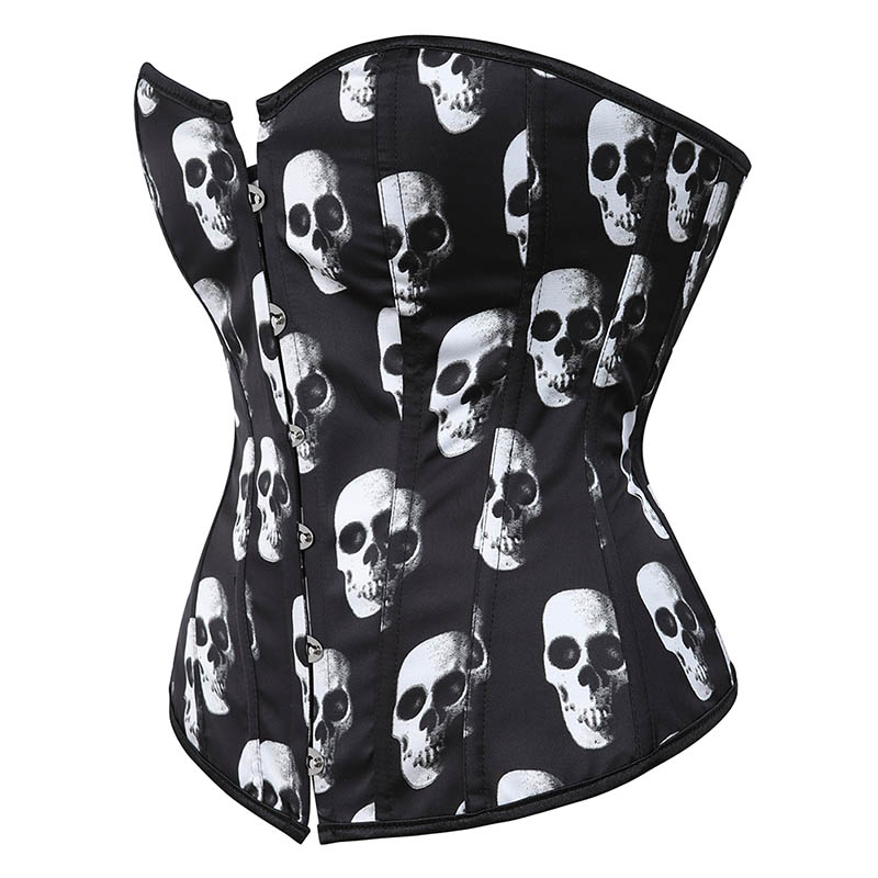 Gothic Skull Halloween Back Strap Overbust Corset Shaperwear
