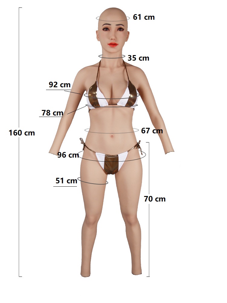 Silicone full body suit mask integrated Size Chart