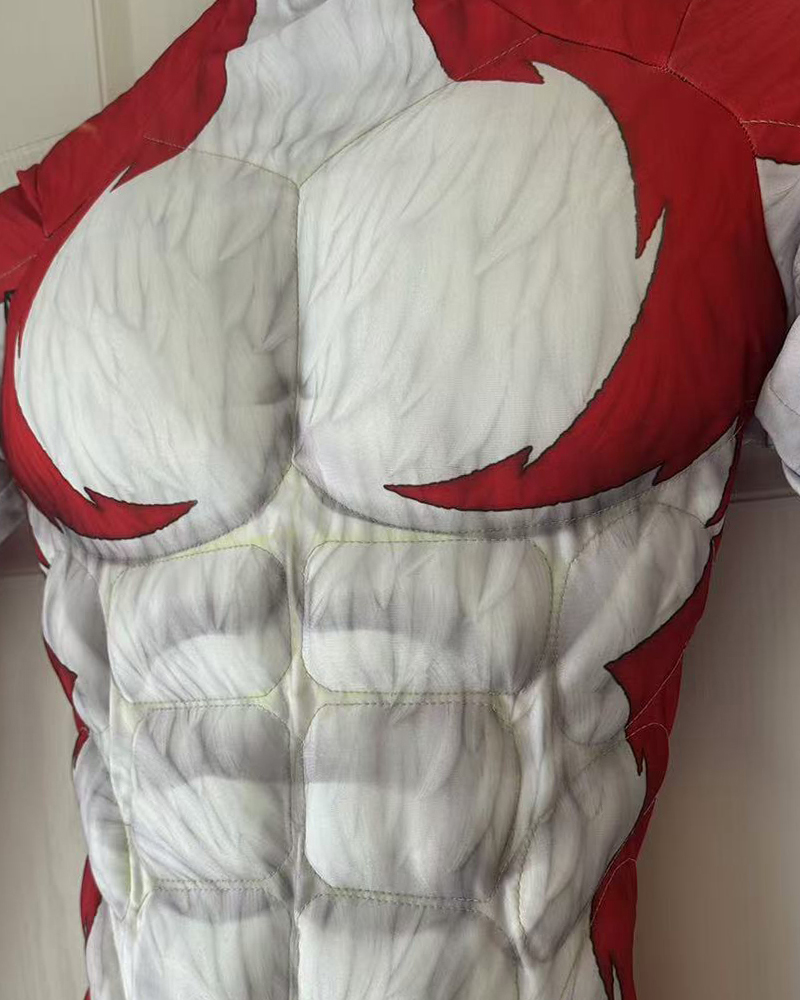Toon Rotwolf-Muskel-Zentai | 4-Wege-Stretch 3D-Schnitt für Cosplay