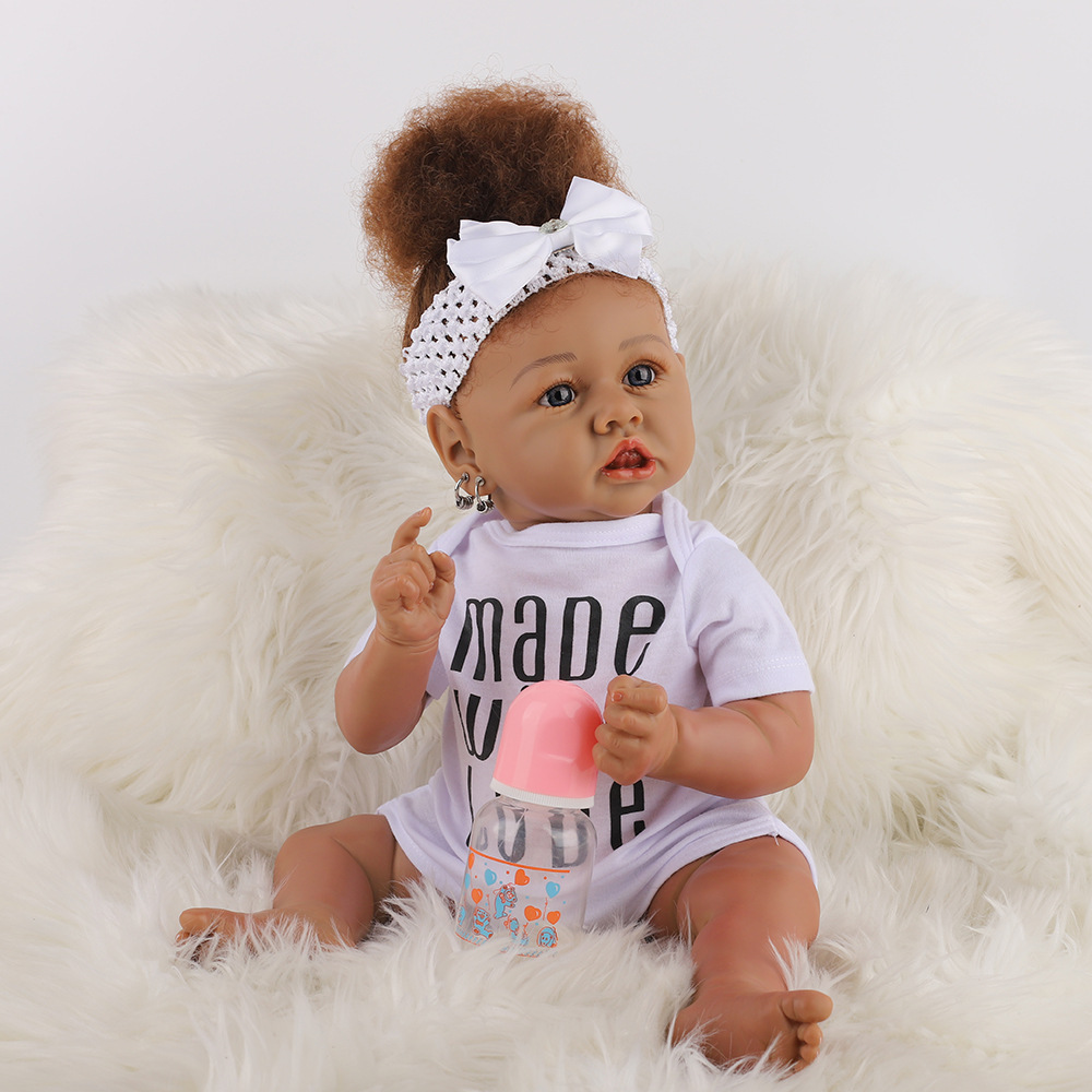 Silicone black baby african american baby girl doll