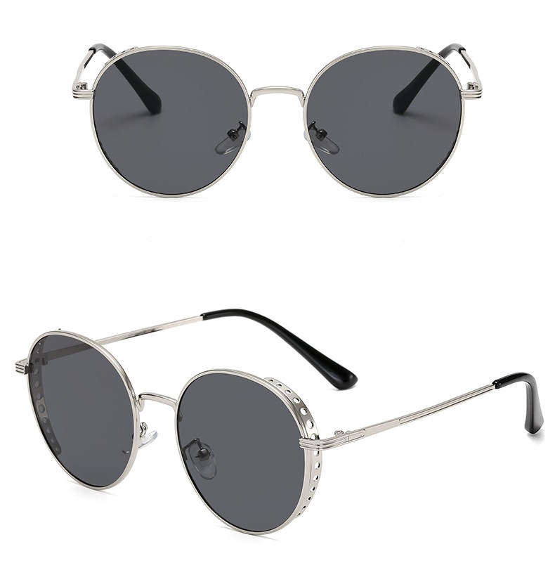round sunglasses silver frame steampunk