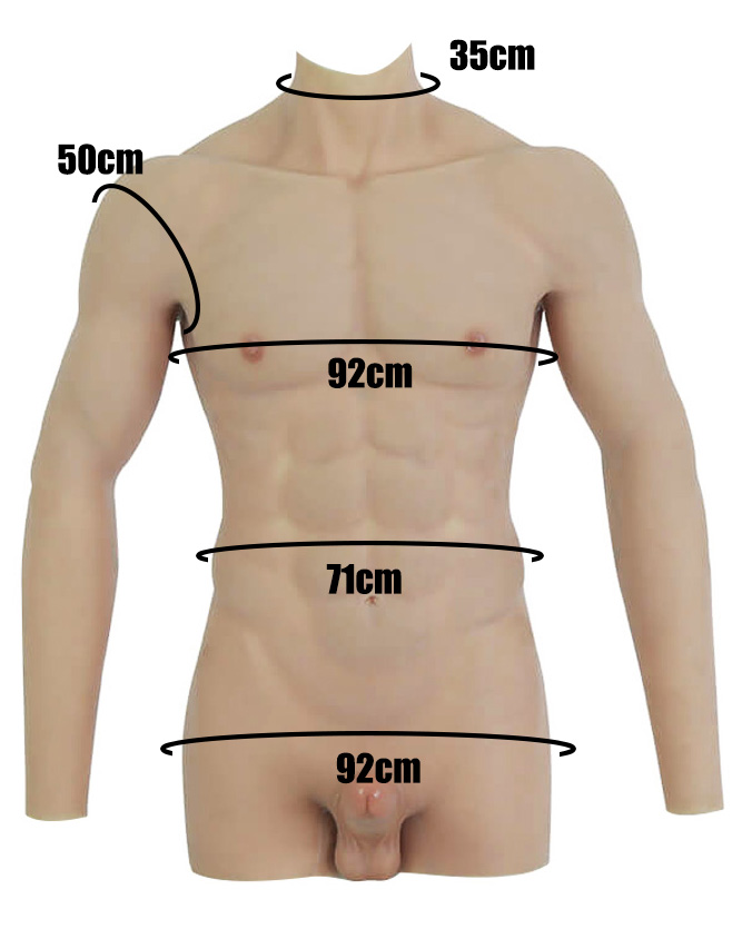 Full functional long-sleeved sexy silicone muscle