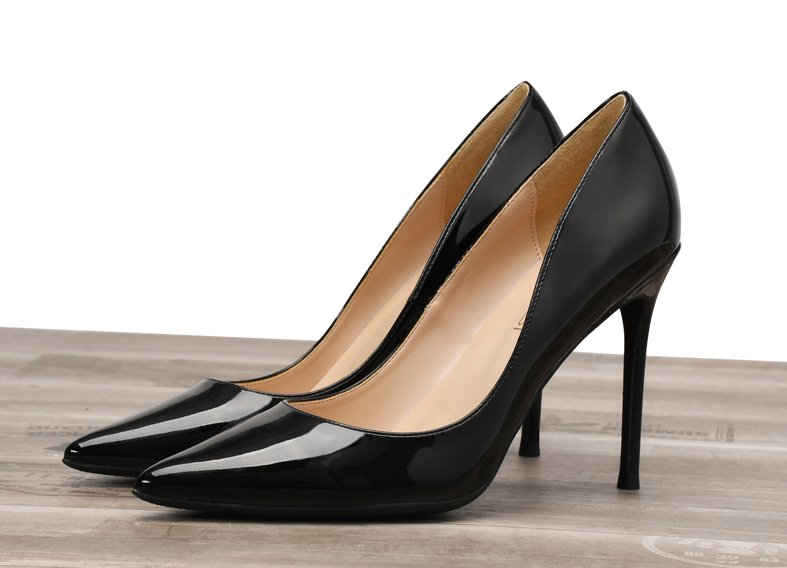 black coated high heels large size
