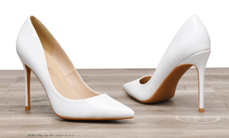 White coated high heels pointed toe solid