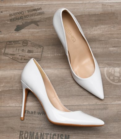 White coated high heels pointed toe trans