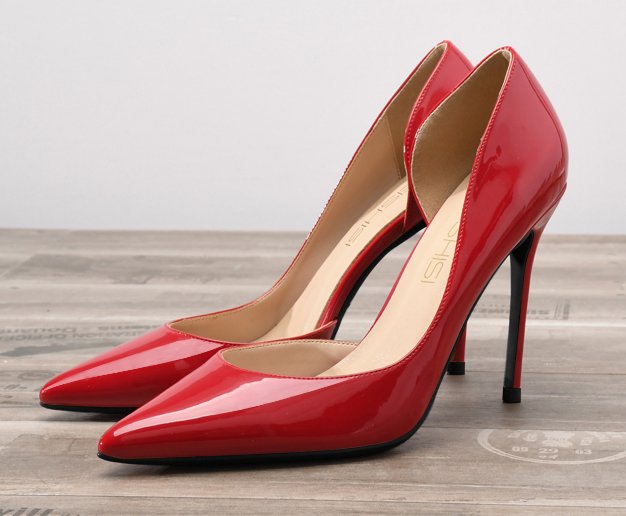 Very sexy red patent stiletto heels cross dresser