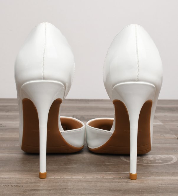 White patent high heel pumps cheap