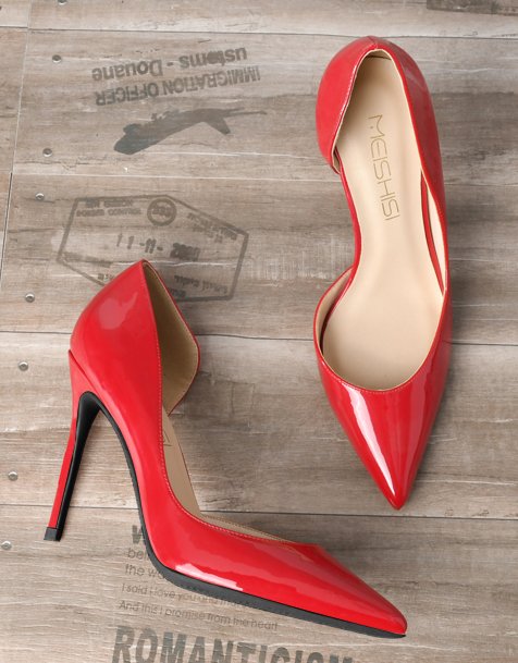 red patent stiletto heels man