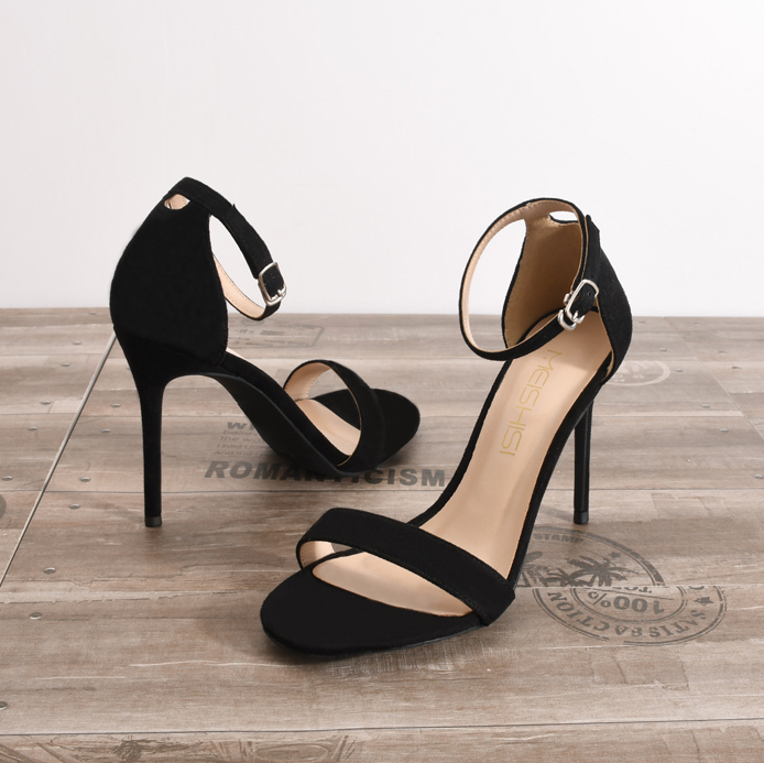 Black suede stiletto sandal plus size