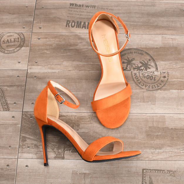 Orange stiletto sandal ankle strap cheap