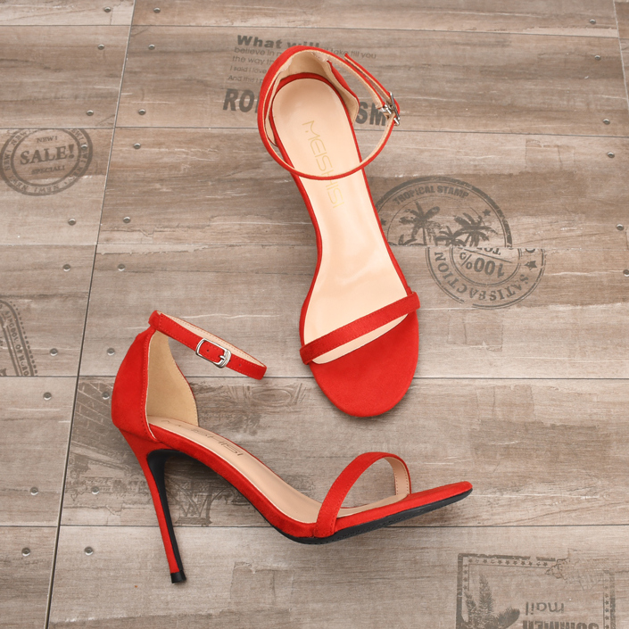 Red stiletto sandal ankle strap transgenner