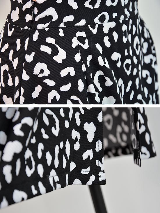 Black Animal Printed Split Maxi Skirt
