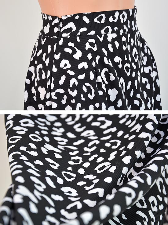 Black Animal Printed Split Maxi Skirt
