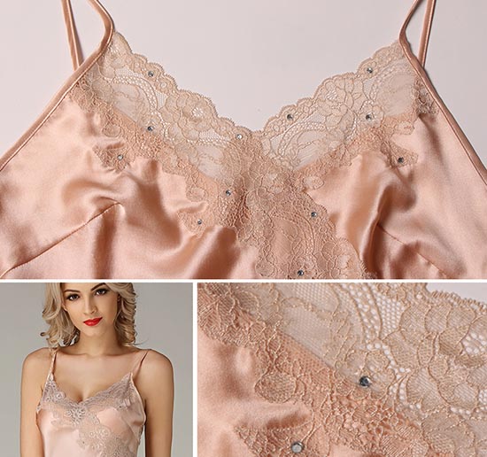 Sheer lace slip negligee cami & short set