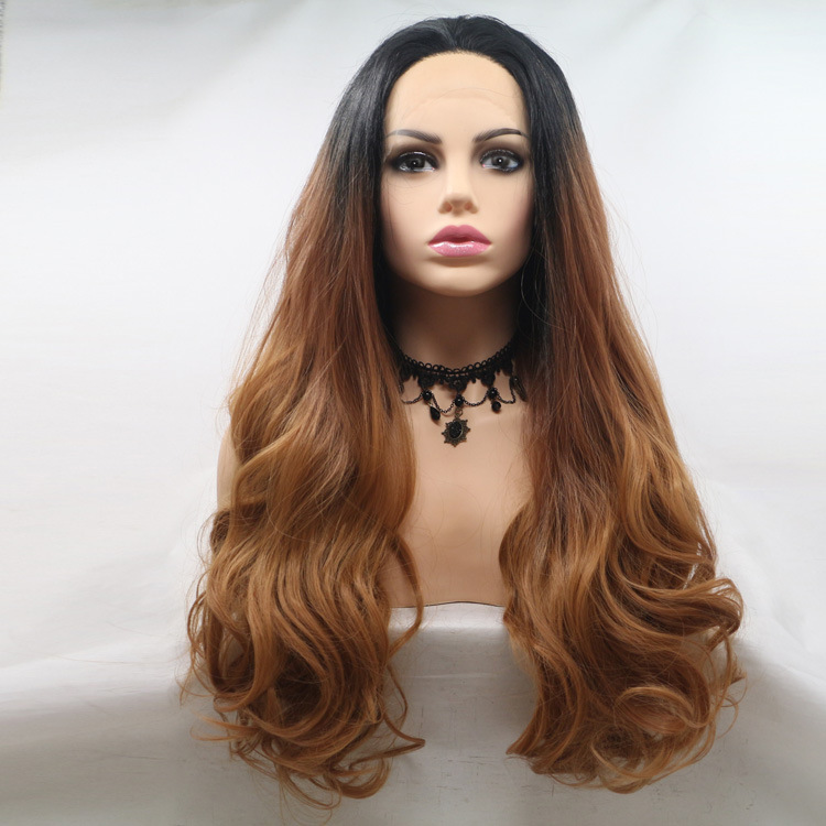 affordable brown wavy long full lace wigs