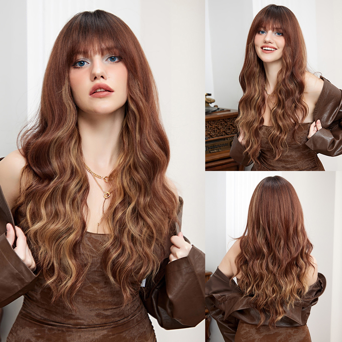 Brown crossdressing wigs