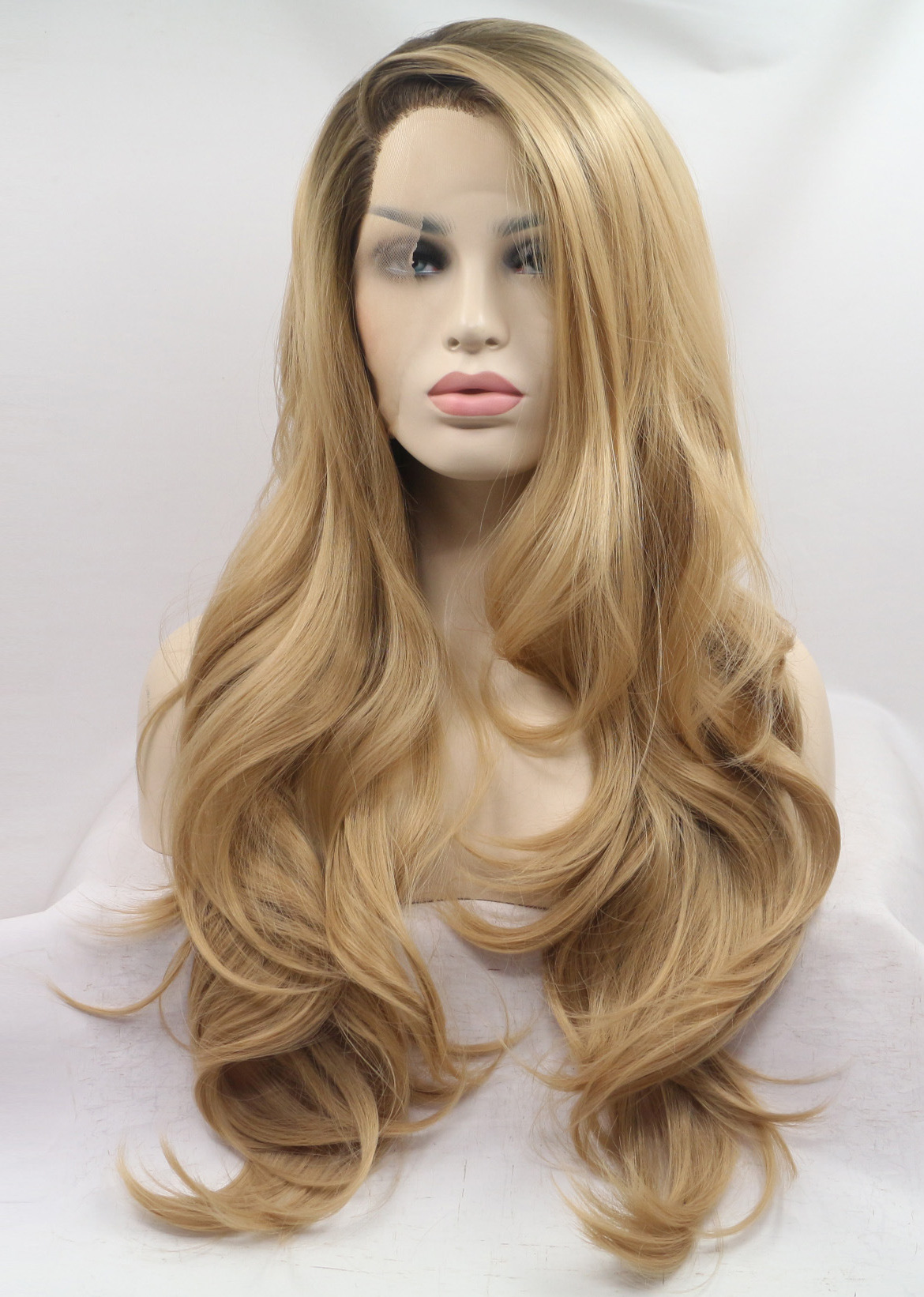 Blonde lace front synthetic long wigs